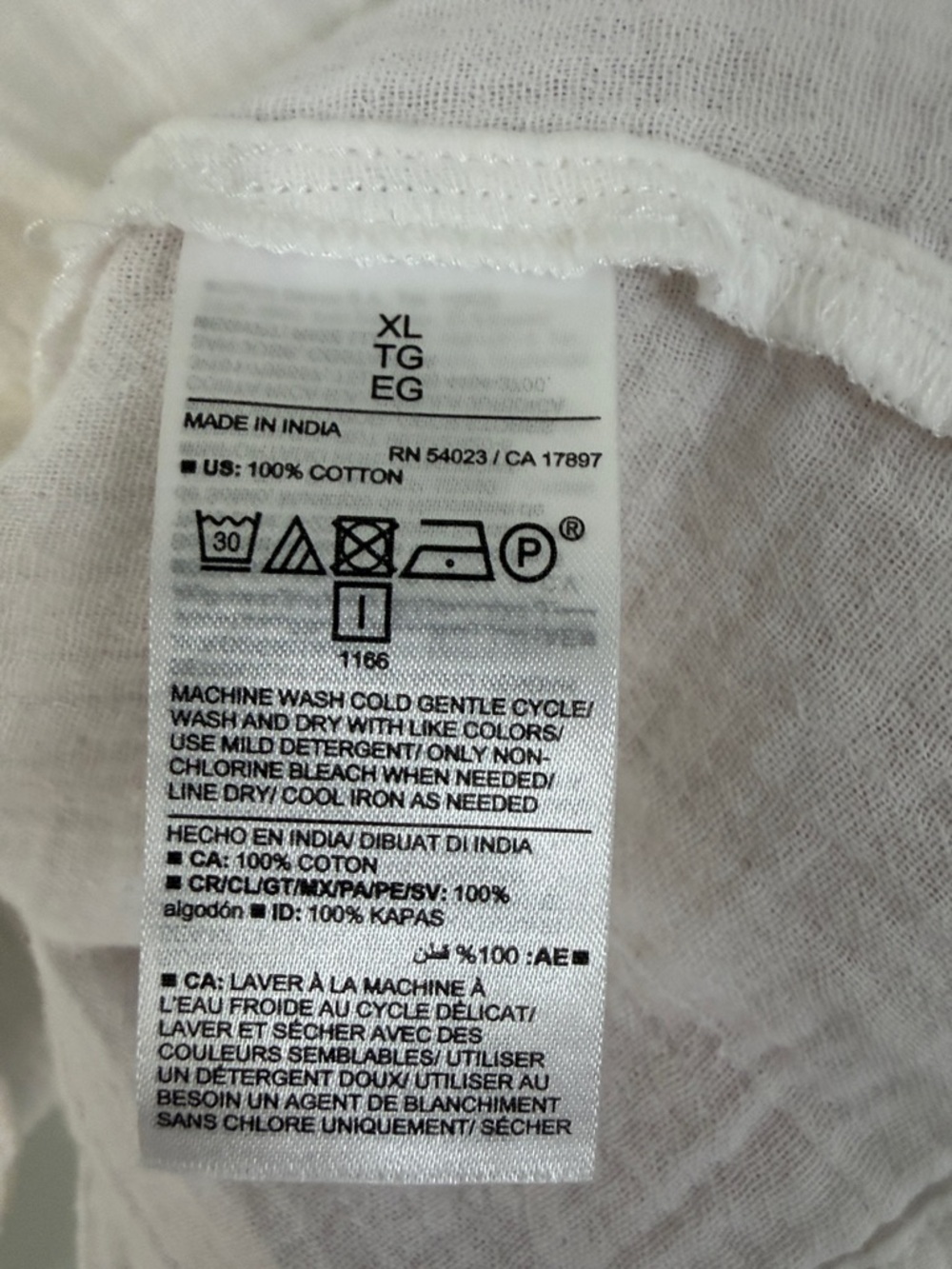 Old Navy Women’s White Crinkled Gauze Peasant Top w/Tie Back Cutout - size XL - Picture 4 of 5